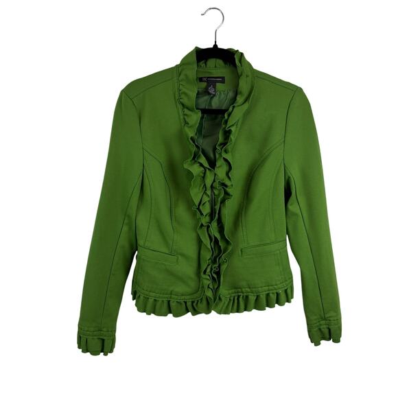 INC Emerald Green Ruffle Trim Jacket – Vintage Inspired Art Teacher – Women’s M - Picture 2 of 8
